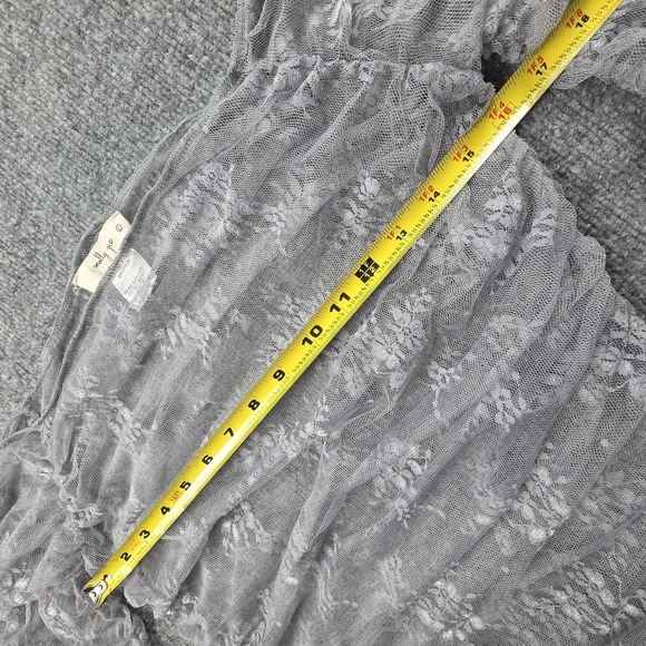 Molly Green L Sheer Lace‎ Ruched Ballet Top Fairy Coquette Romantic Long Sleeve - Picture 7 of 8